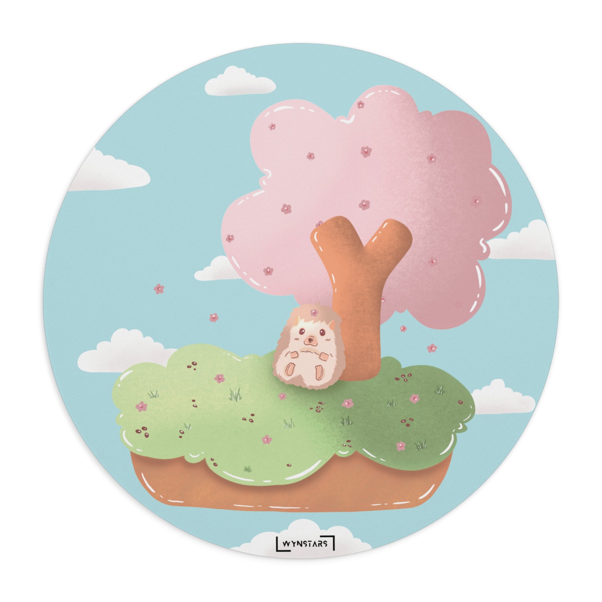 Cute Hedgehog Mouse Pad with Cherry Blossom Design