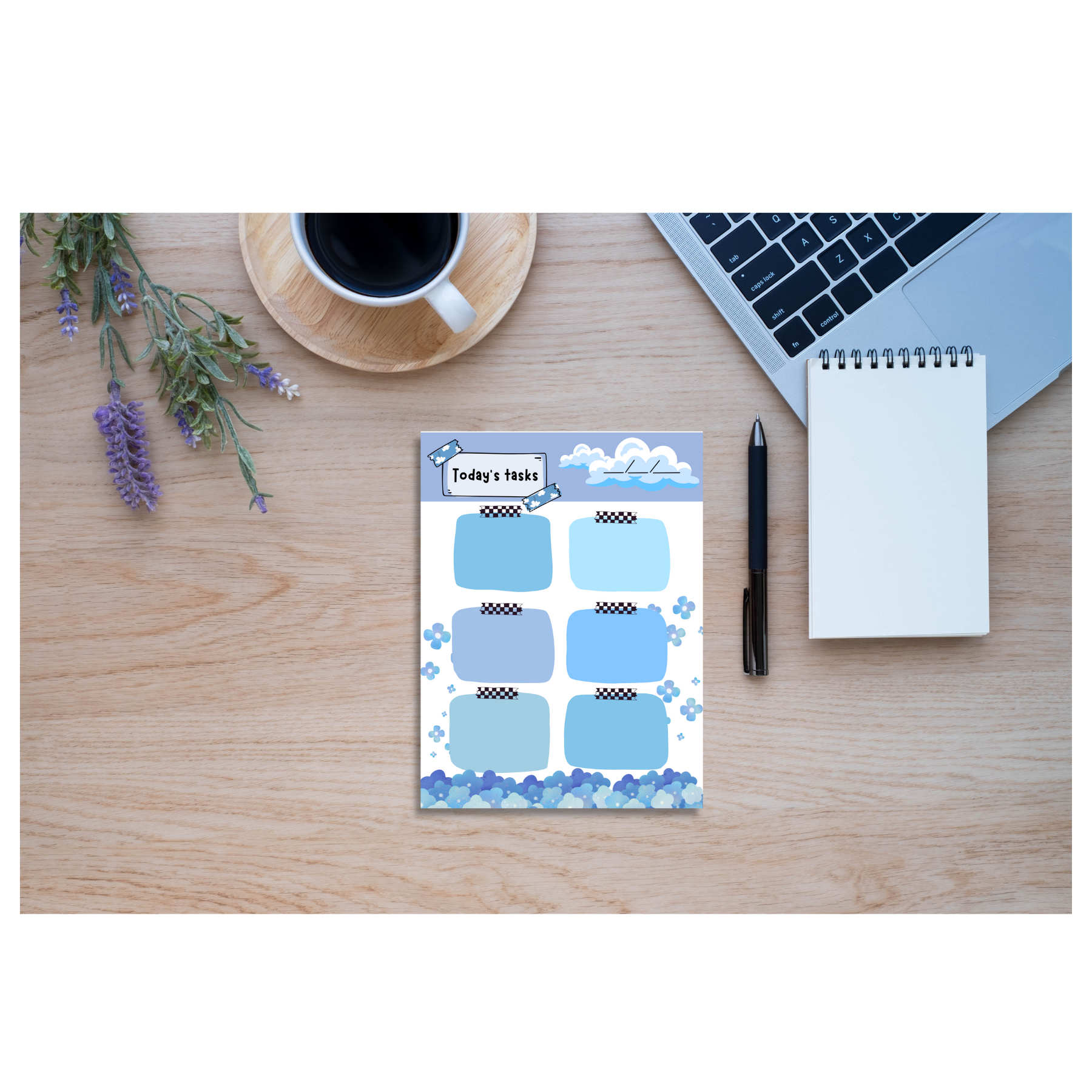 Today's Task Note Pads Blue Blossom