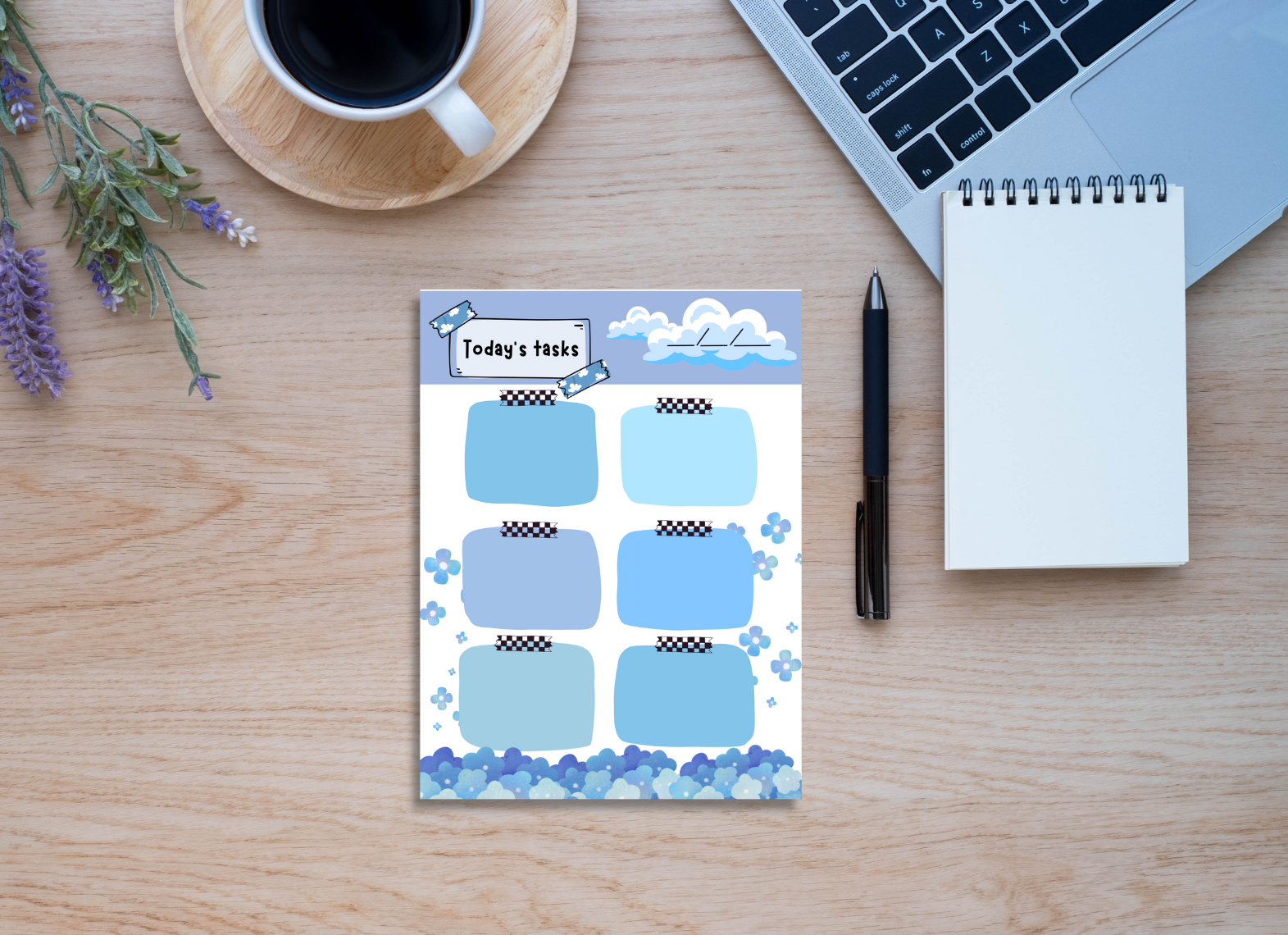 Today's Task Note Pads Blue Blossom