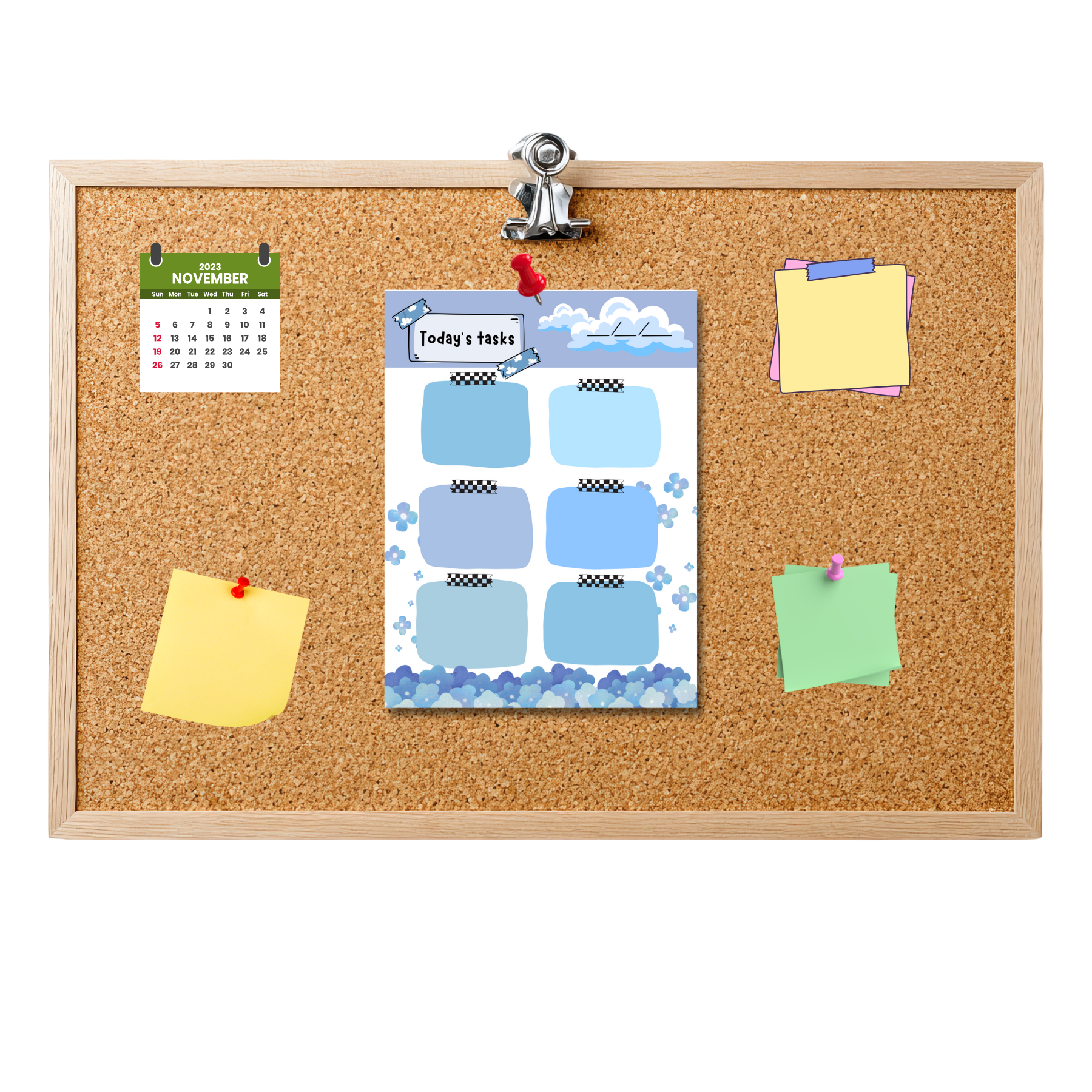 Today's Task Note Pads Blue Blossom