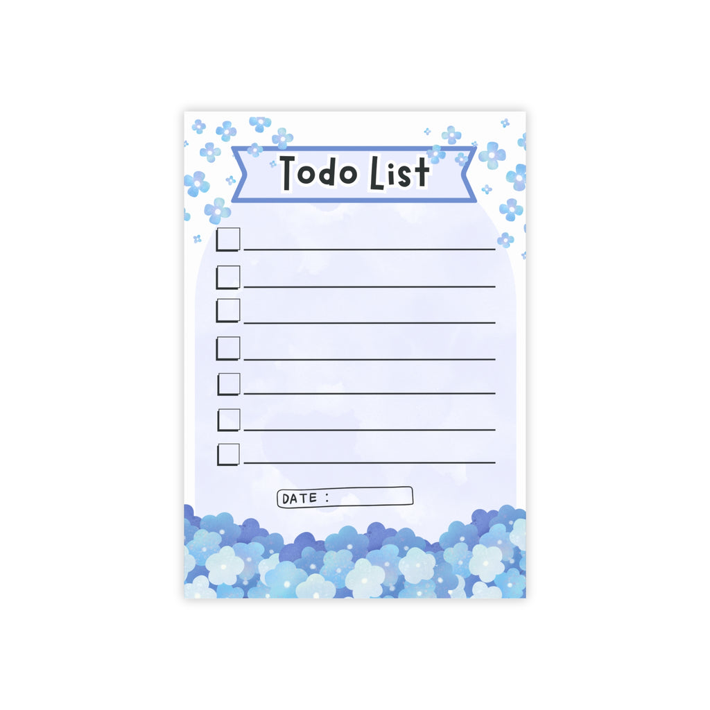 Todo List Note Pads with Blue Blossom Design
