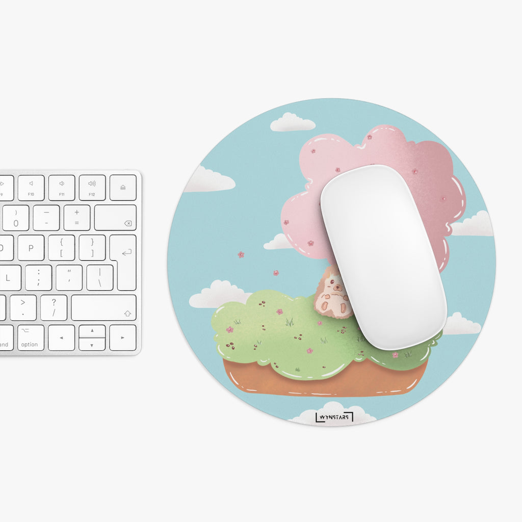 Cute Hedgehog Mouse Pad with Cherry Blossom Design