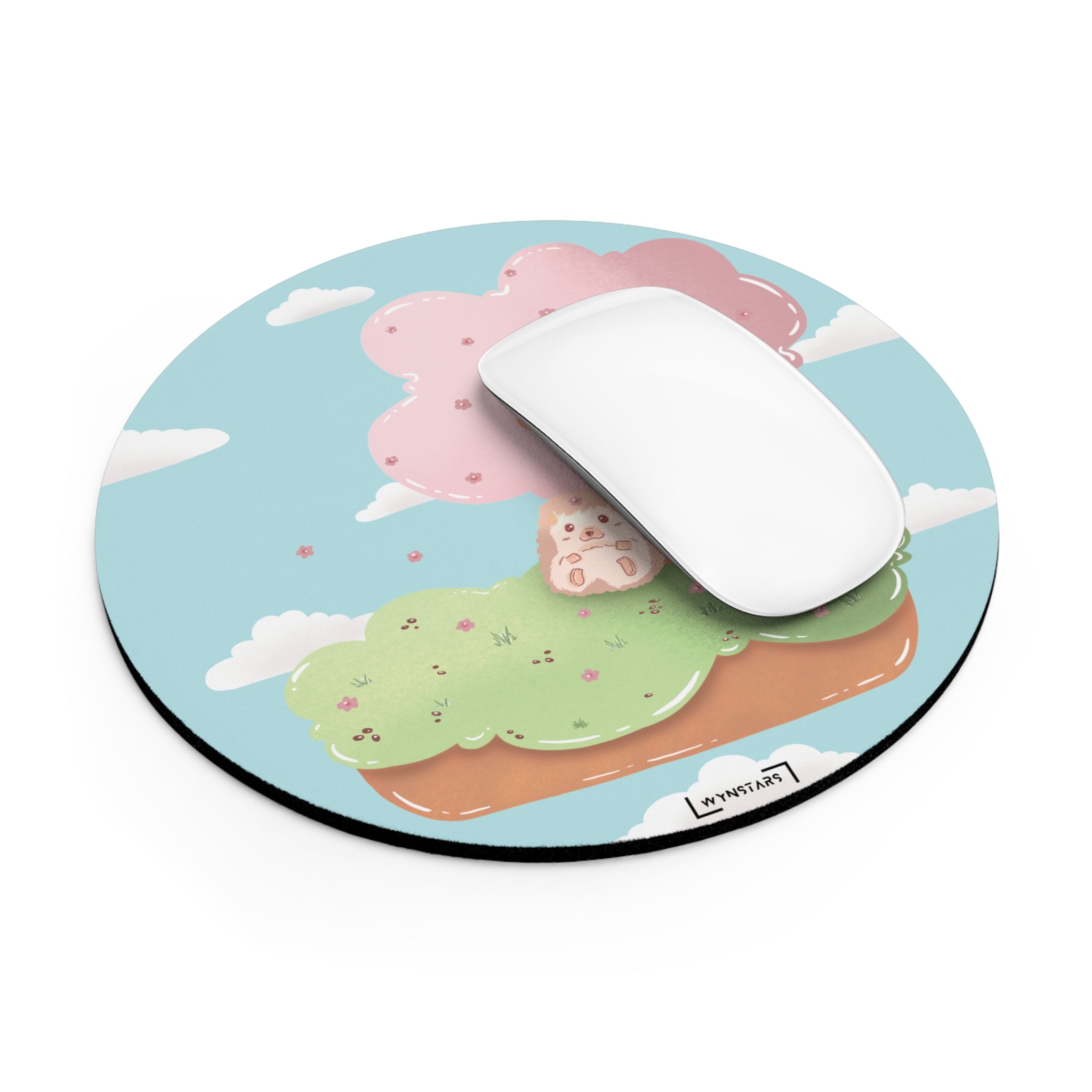 Cute Hedgehog Mouse Pad with Cherry Blossom Design