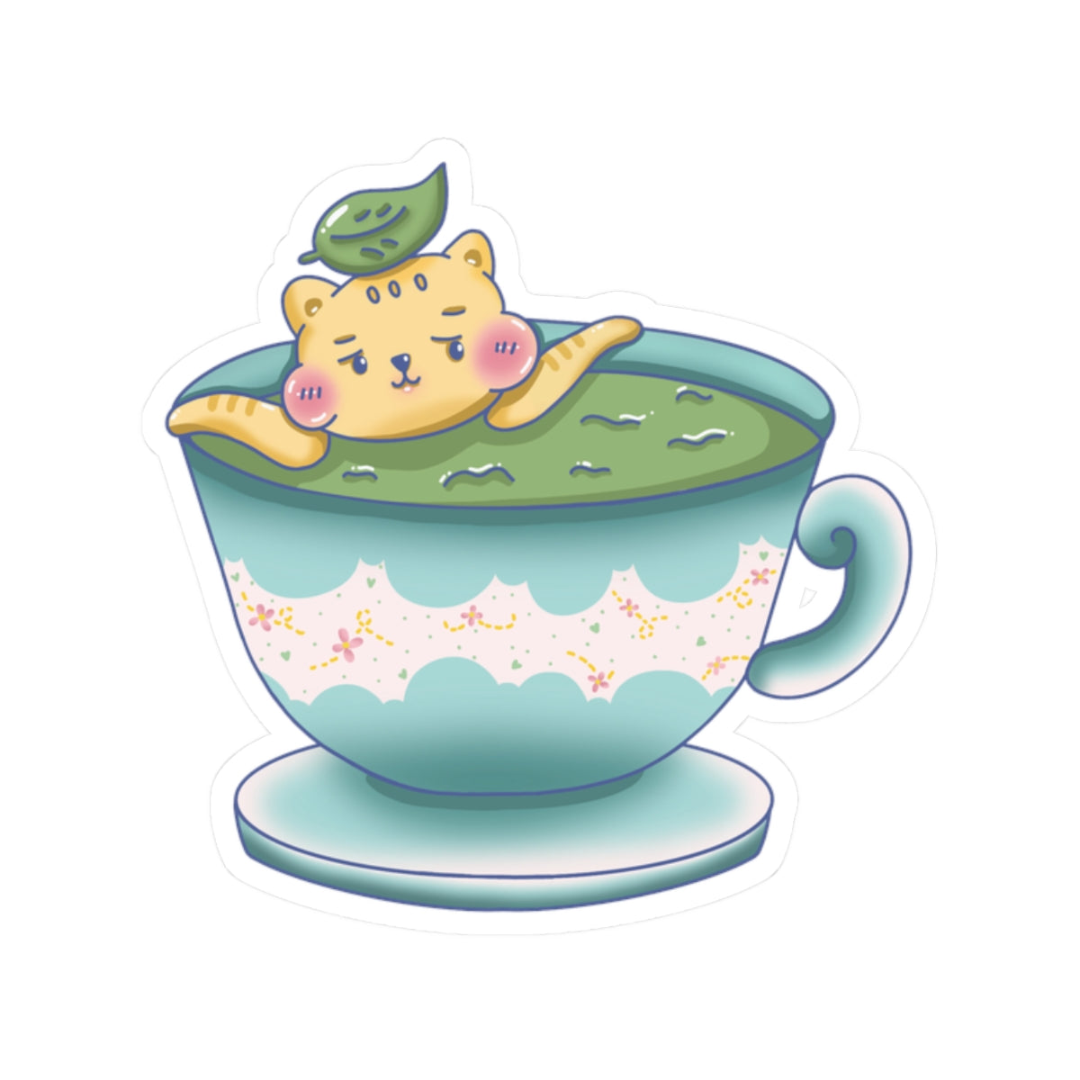 Little Kitty Tea Time Kiss-Cut Stickers – Perfect for decorating laptop