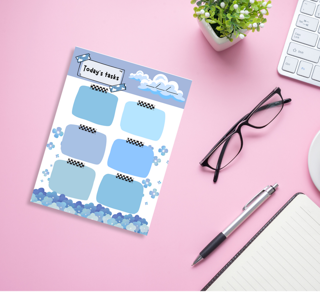 Today's Task Note Pads Blue Blossom